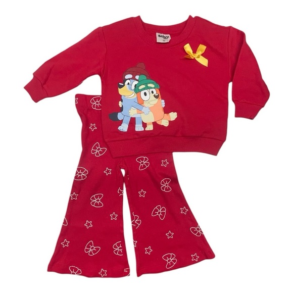 Disney Other - Bluey Red Baby Sweatshirt and matching pants (bell bottoms) baby girl 12M